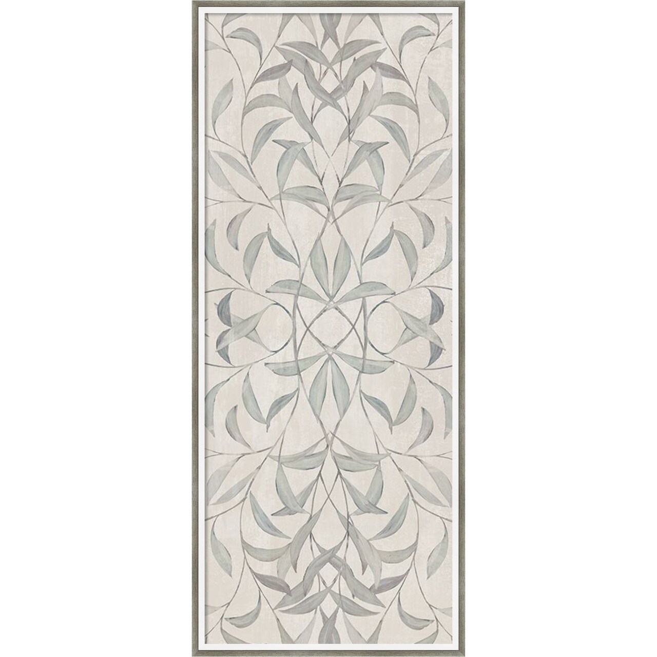 Amanti Art Framed Fabric Pinboard 17 x 41 Muted Symmetry of Leaf Patterns Printed Bulletin Board for Use as a Vision Board or Wall Organization